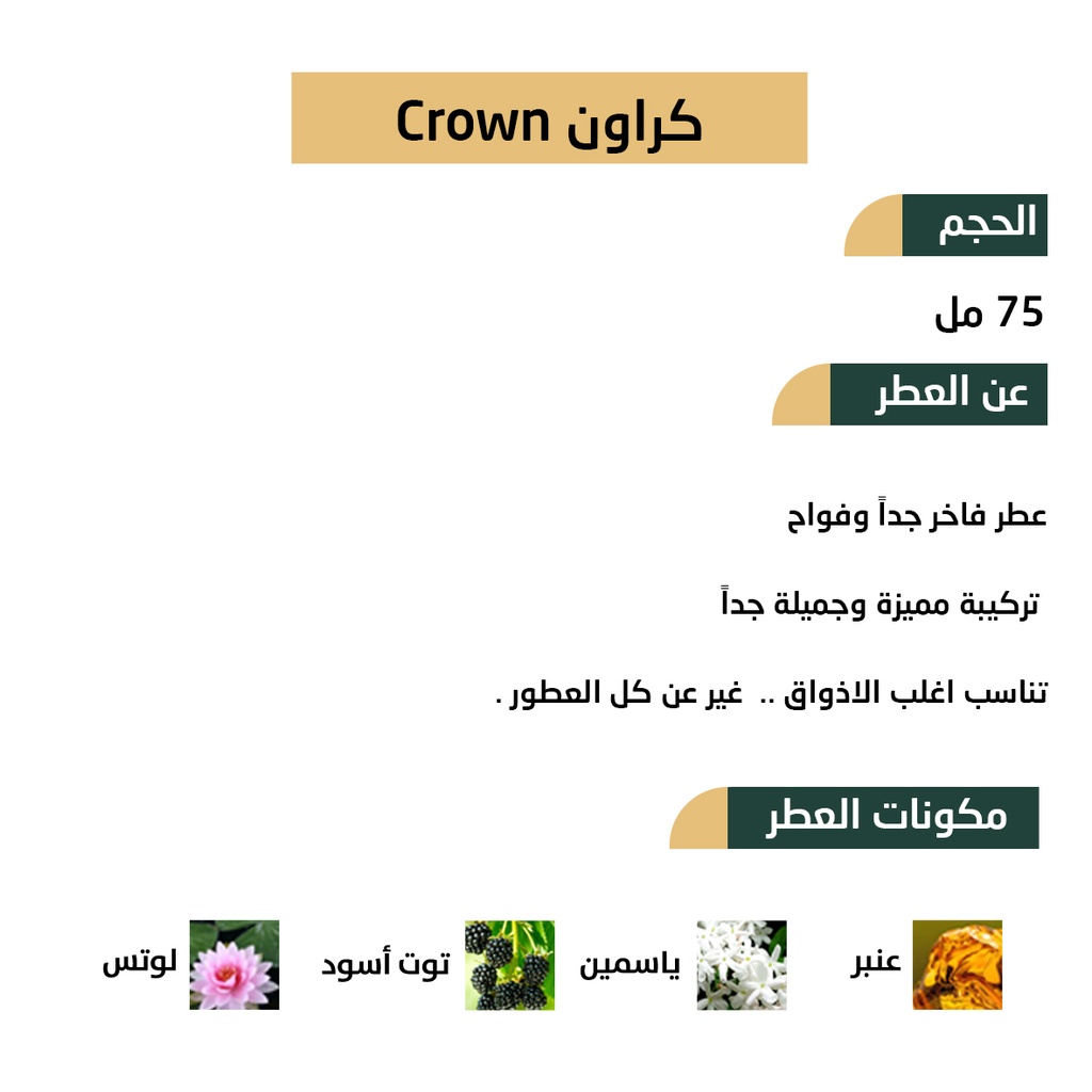 عطر كراون crown من رسيس للعطور 75مل